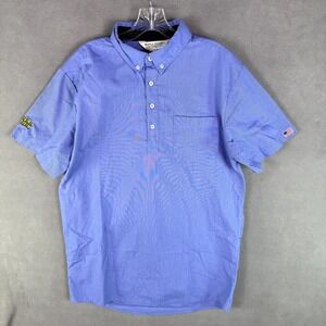 Waffle House Men's  Blue Employee Uniform Short Sleeve Shirt- Size Medium Flag